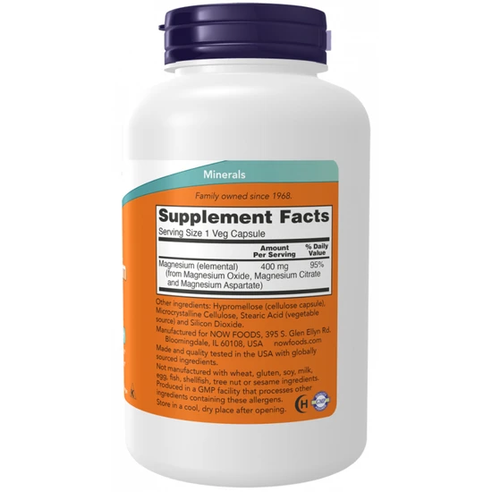 NOW Foods Magnesium 400mg Capsules 180 Capsules