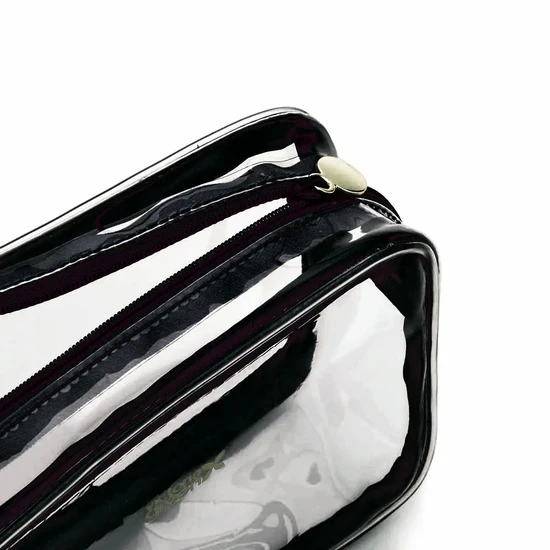 Victoria Green Small Clear Beauty Kit Case Black Edge
