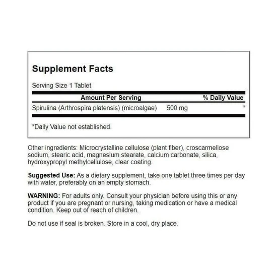 Swanson Spirulina 500mg Tablets 180 Tablets