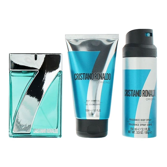 Cristiano Ronaldo CR7 Origins Gift Set 100ml Eau De Toilette + 150ml Shower Gel + 150ml Body Spray