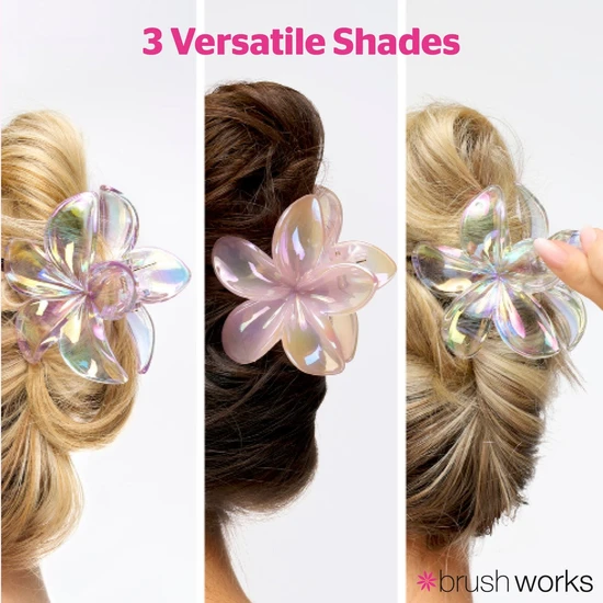 Brushworks Frosted Flower Claw Clips x3