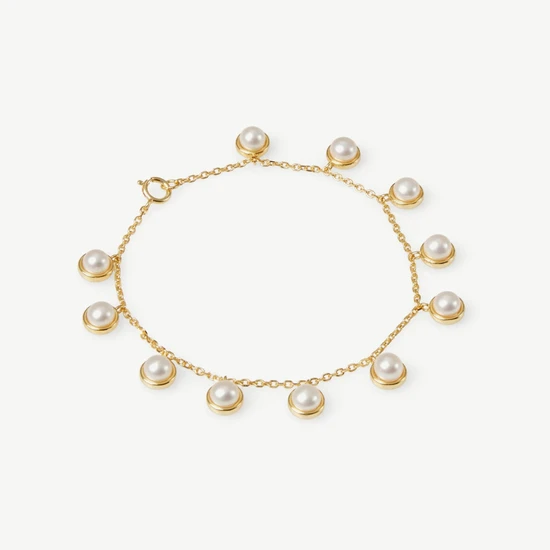 Kyoto Pearl Reina Pearl Bracelet 18ct Gold Plated White