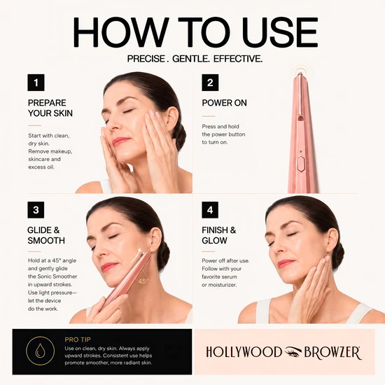 Hollywood Browzer The Sonic Dermaplaning Glow & Smooth Kit