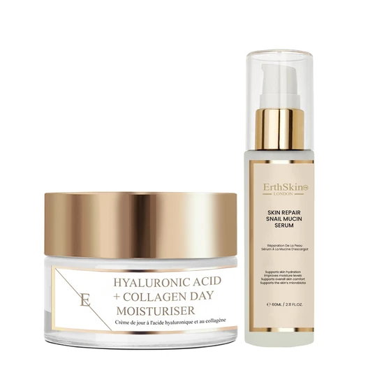 Erth Skin London Skin Repair Snail Mucin Serum + Hyaluronic Acid & Collagen Day Cream 60ml + 50ml