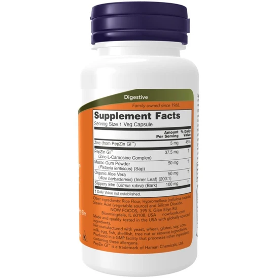 NOW Foods Gastro Comfort With PepZin GI 60 Capsules