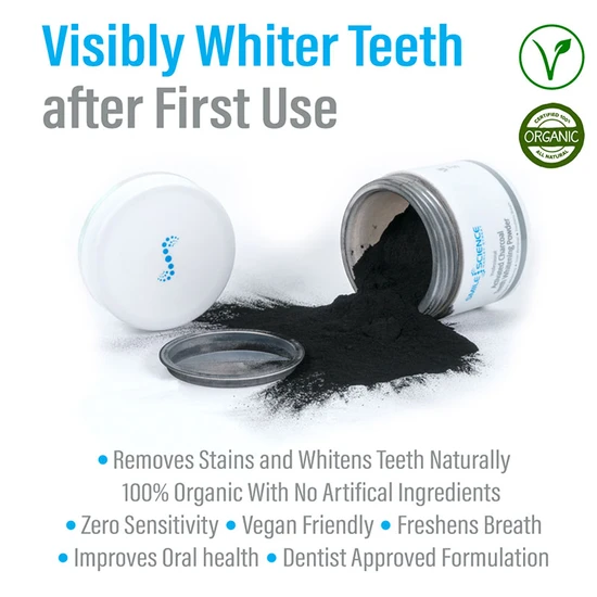Smile Science Harley Street Professional Organic Activated Charcoal Teeth Whitening Powder