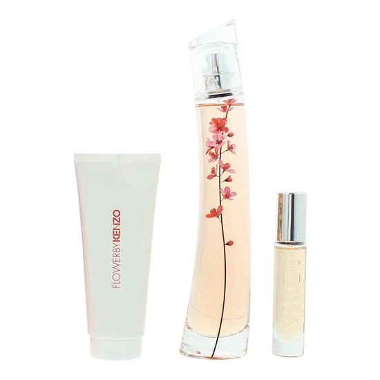 Flower By Kenzo Ikebana Sakura Eau De Parfum Gift Set 3 Piece