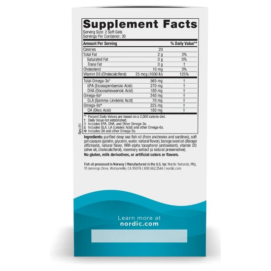 Nordic Naturals Complete Omega D3 565mg Lemon Softgels 60 Soft Gels