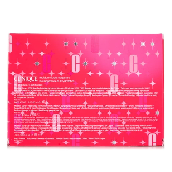 Clinique Moisture Surge Gift Set 50ml Moisture Surge 100H, 30ml Moisture Surge Face Spray, 7ml Moisture Surge Lip Treatment & Bag