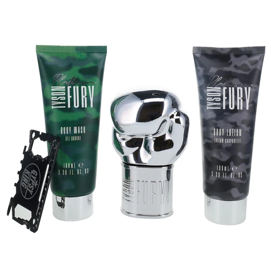 Tyson Fury Platinium Gift Set 100ml Eau De Toilette + 100ml Body Wash + 100ml Body Lotion + Utility Card