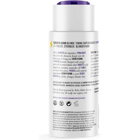 Growth Bomb Blonde Toning Supercharge Shampoo 300ml