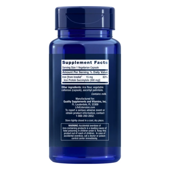 Life Extension Iron Protein Plus 300mg 100 Capsules