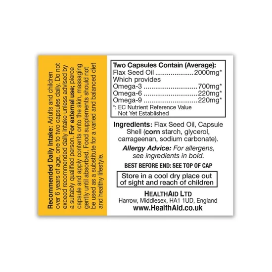Health Aid Flaxseed Oil 1000mg 60 Capsules