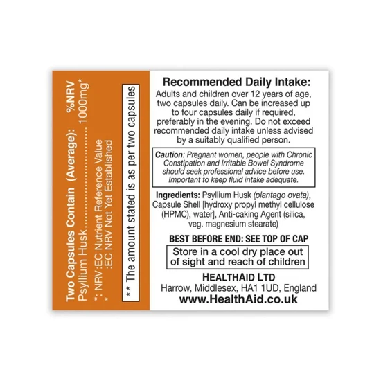 Health Aid Psyllium Husk 1000mg Vegicaps 60 Vegicaps