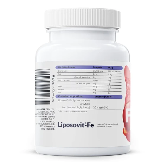 Osavi Liposomal Iron 20mg Capsules 60 Capsules