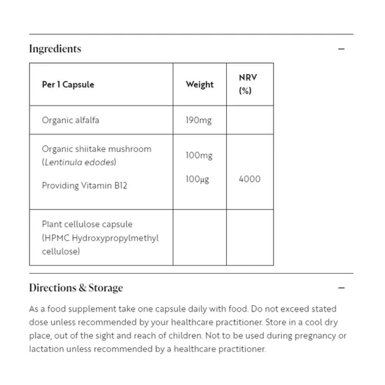 Viridian Organic B12 Capsules 30 Capsules