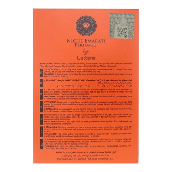 Lattafa Niche Emarati Durrah Eau De Parfum 100ml