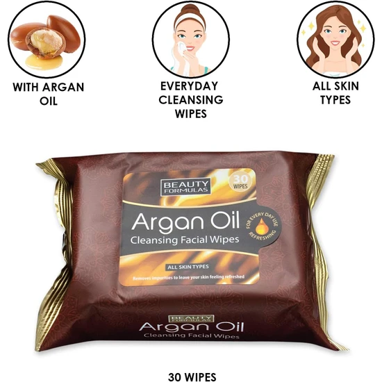 Beauty Formulas Argan Oil Cleasing Facial Wipes 30 Wipes