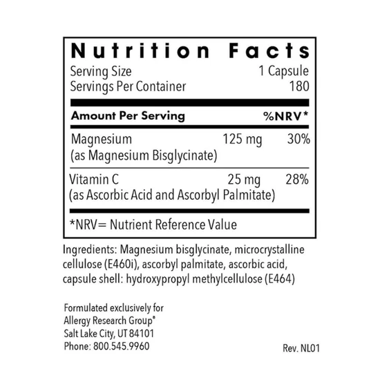 Allergy Research Group Magnesium Glycinate Capsules 180 Capsules