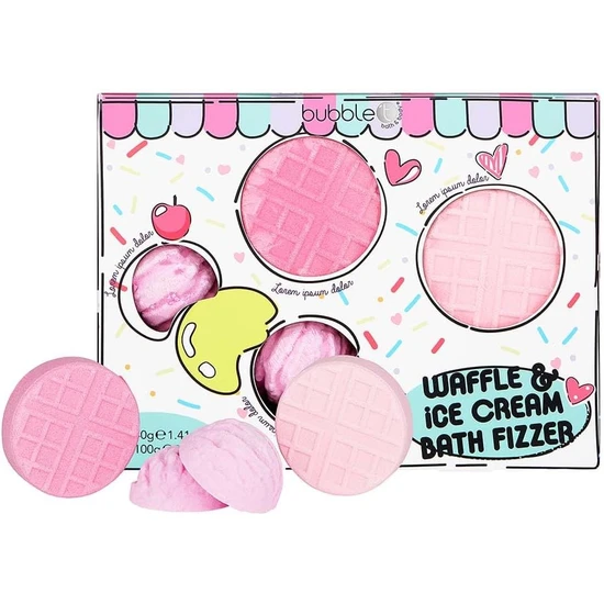 Bubble T Waffle & Ice Cream Cartoon Bath Fizzer