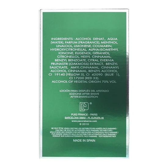 Paco Rabanne Pour Homme Aftershave Lotion 100ml