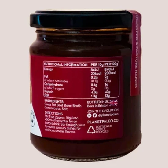 Planet Paleo Grass Fed Beef Bone Broth Concentrate 250g