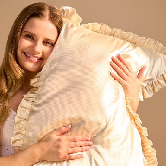 Silver Cloud Satin Frilly Pillowcase Buttercup Collection