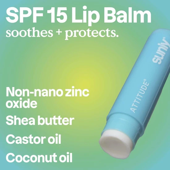 Attitude Sunly Unscented Medium Protection Lip Balm SPF 15 2 x 4.25g