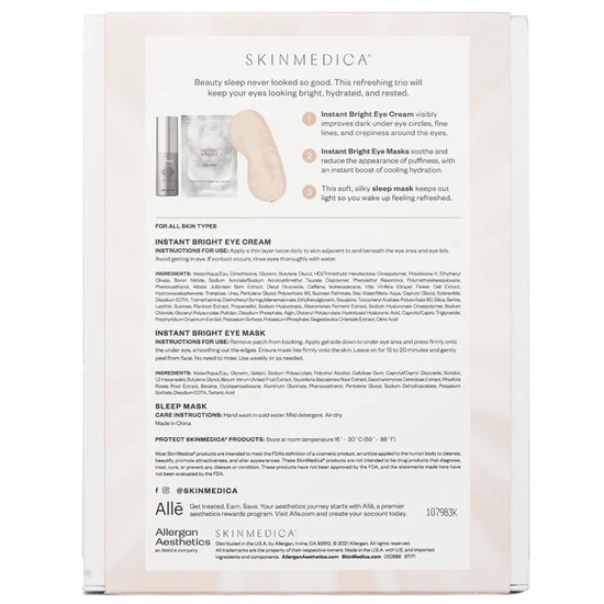 Skin Medica Instant Bright Eye Essentials Set: Instant Bright Eye Cream + Instant Bright Eye Masks + Sleep Mask 1pc 3pc