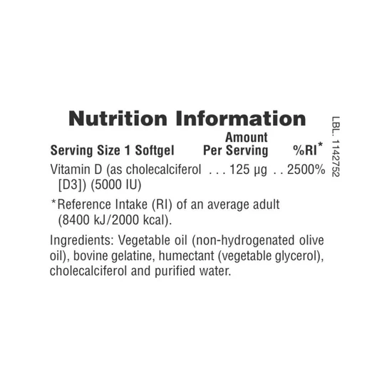 Nature's Plus Vitamin D3 5000iu Softgels 60 Softgels