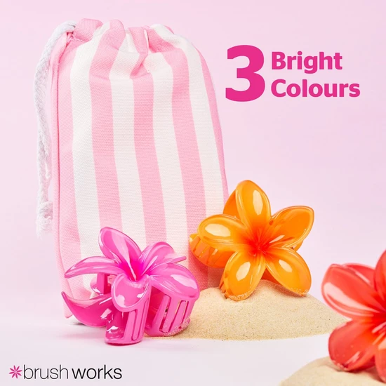 Brushworks Bright Flower Claw Clips x3