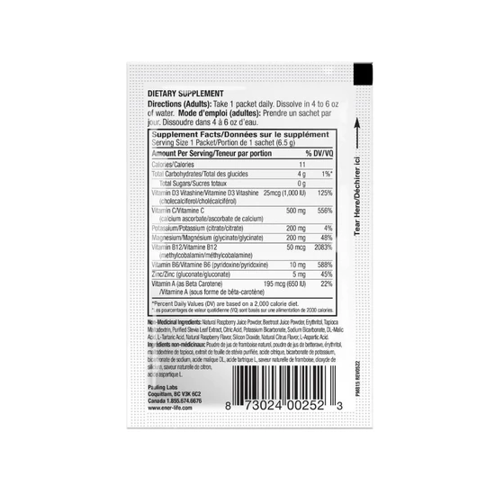 Ener-Life Ener-D Vit D3 1000IU Raspberry Sugar Free Sachets 24 Sachets