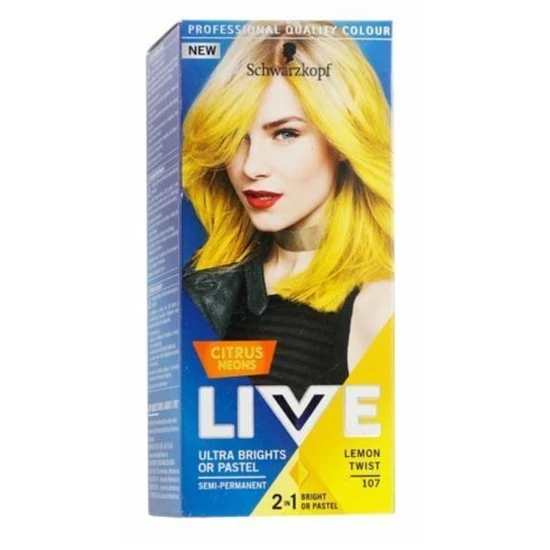 Schwarzkopf Live Ultra Brights/Pastel Semi Permanent Hair Dye, 107 Lemon Twist One Pack