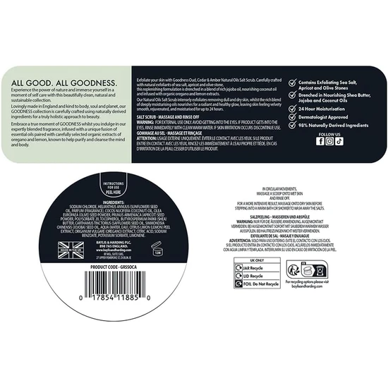 Baylis & Harding Goodness Oud Natural Oil Salt Scrub 450g