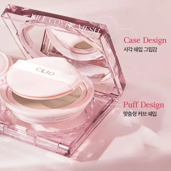 Clio Kill Cover Mesh Glow Cushion Set SPF 50+ #3 Linen (21 warm yellow beige)