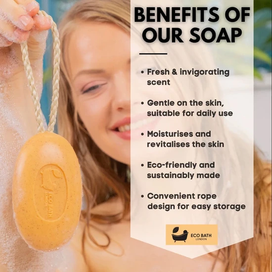Eco Bath London Soap On A Rope Apricot 220g