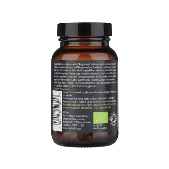 KIKI Health Organic Chaga Mushroom Extract Vegicaps 60 Vegicaps