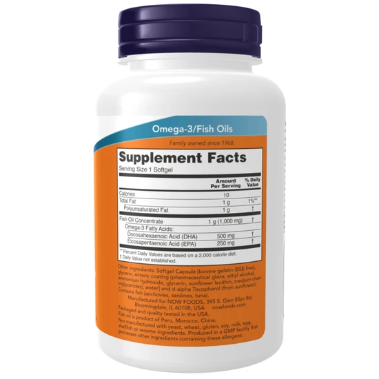 NOW Foods DHA-500 500DHA/250EPA Softgels 90 Softgels