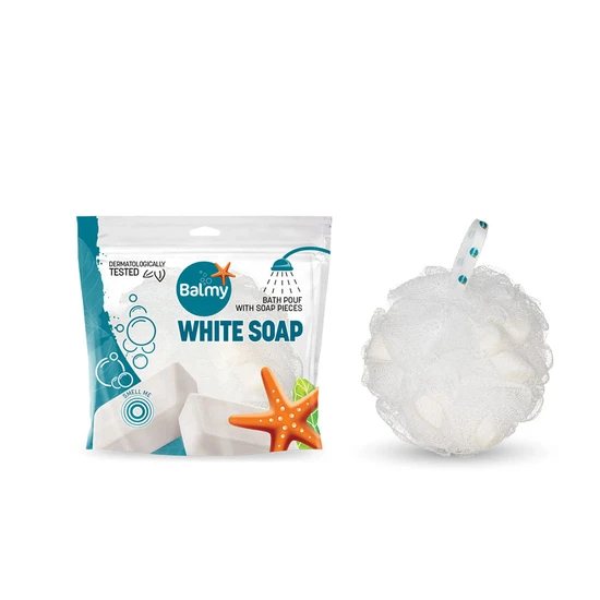 Balmy Naturel Bath Pouffe With White Soap Pieces