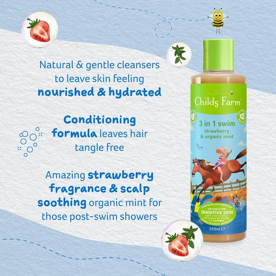 Childs Farm Strawberry & Mint 3 In 1 Swim Wash 250ml