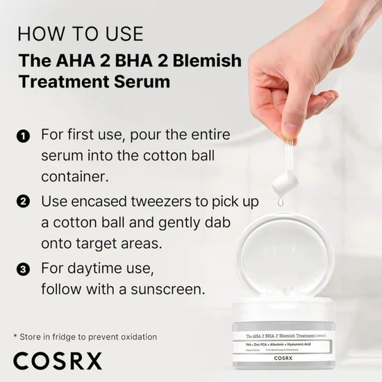 CosRx The AHA 2 BHA 2 Blemish Treatment Serum Cotton Balls 50g