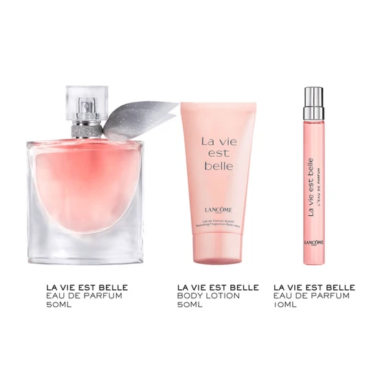 Lancôme La Vie Est Belle Gift Set 50ml Eau De Parfum + 10ml Eau De Parfum + 50ml Body Lotion