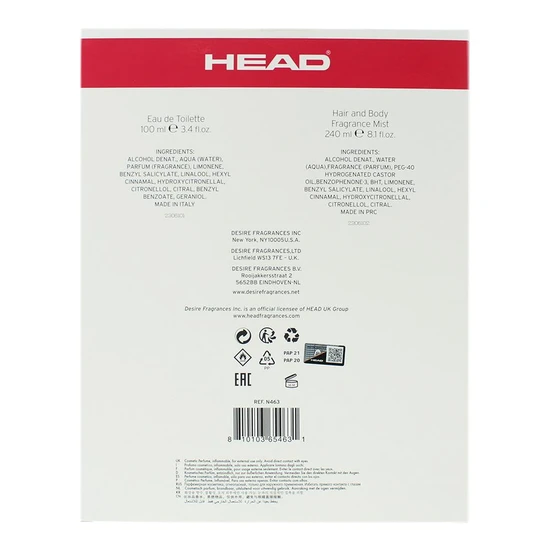 Head Bliss Eau De Toilette 100ml + Fragrance Mist 240ml Gift Set 100ml