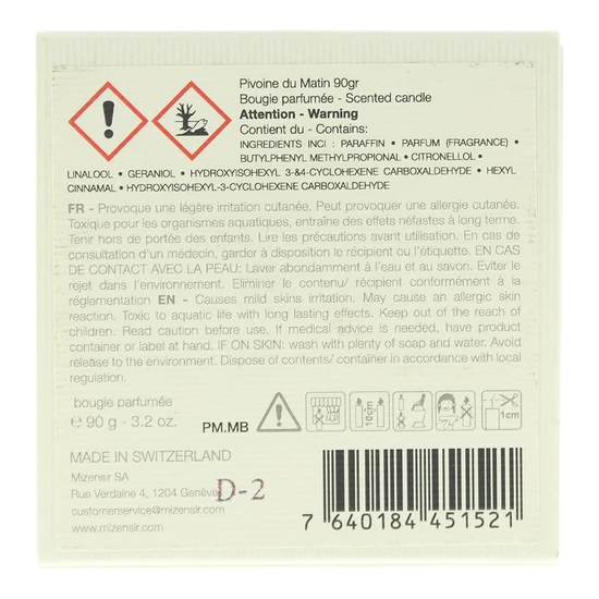 Mizensir Pivoine Du Matin Scented Candle 90G