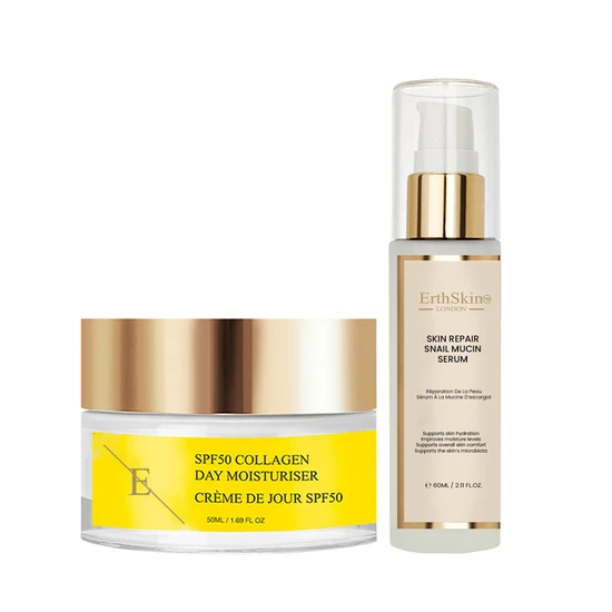 Erth Skin London Skin Repair Snail Mucin Serum + SPF 50 Collagen Day Cream 60ml + 50ml