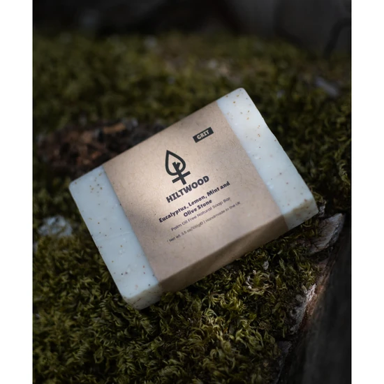 Hiltwood Eucalyptus Lemon Mint & Olive Stone Natural Soap Bar With Grit