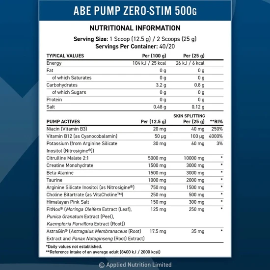 Applied Nutrition Pump Blue Razz 500g