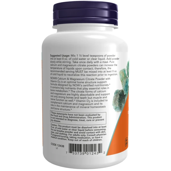 NOW Foods Calcium & Magnesium Citrate Powder With Vitamin D3 227g