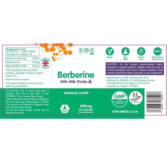 NMN Bio Berberine With Milk Thistle Capsules 60 Capsules