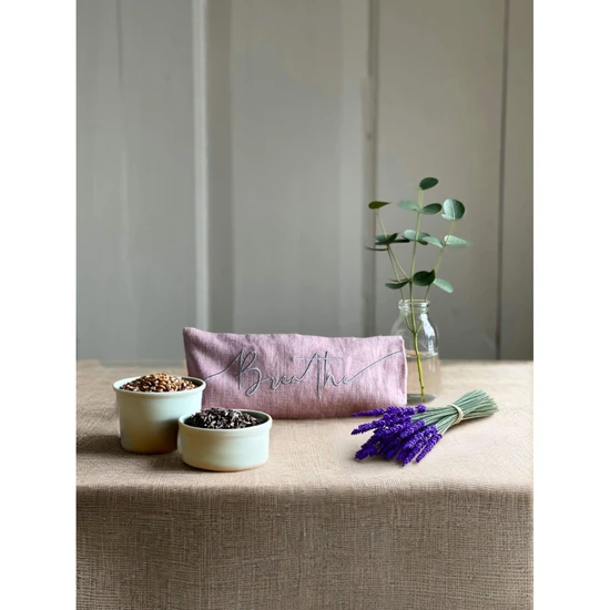 The Norfolk Eye Pillow Company Breathe Embroidered Linen & Lavender Eye Pillow Blue / Lavender